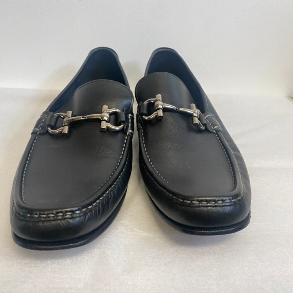 Salvatore Ferragamo Horse Bit Loafers Black Leather Drivers - Picture 14 of 15